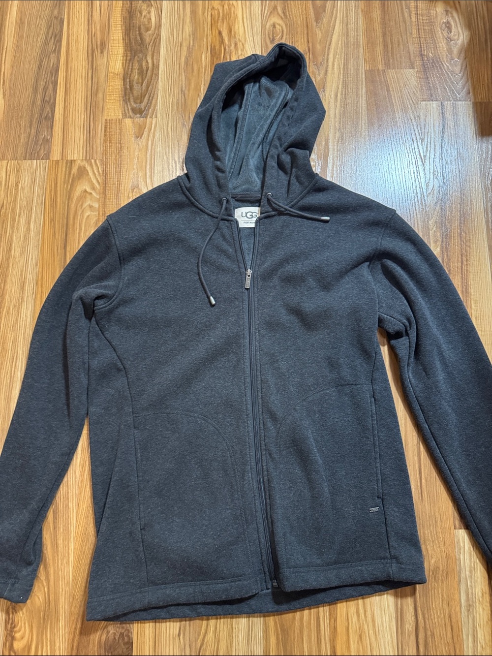 Ugg Men’s Zip Up Fleece Lined Hoodie Medium Charcoal